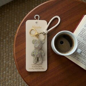 Natasha Silver Bear with gold hardware Keychain / Bag charm